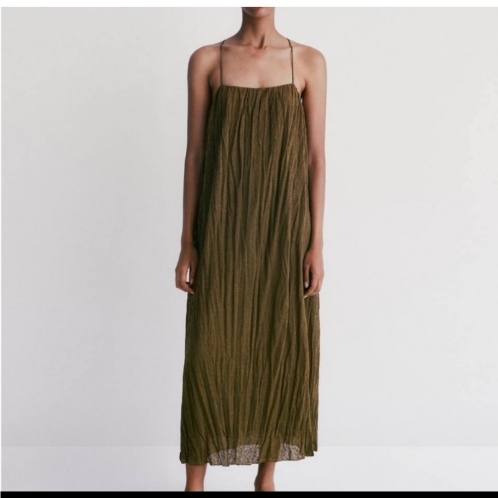 Massimo Dutti Olive Green Maxi Dress
